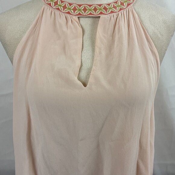 Spartina 449 Top L Light Peach Embroidered Neckline Tie Detail Sleeveless - Picture 4 of 12